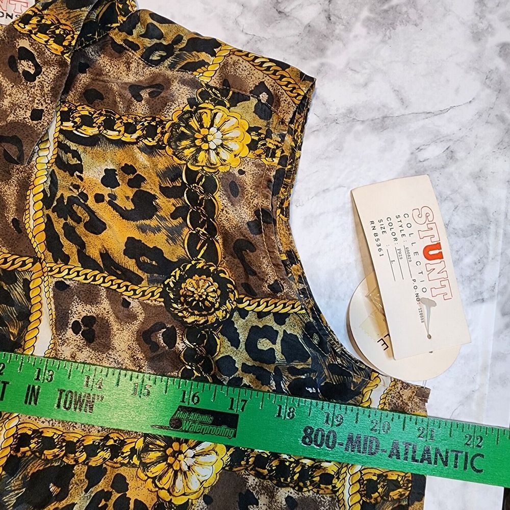 Stunt Collections Vtg Women's Leopard Animal Print‎ Silk Top Blouse Sz Large Nos - Picture 6 of 12